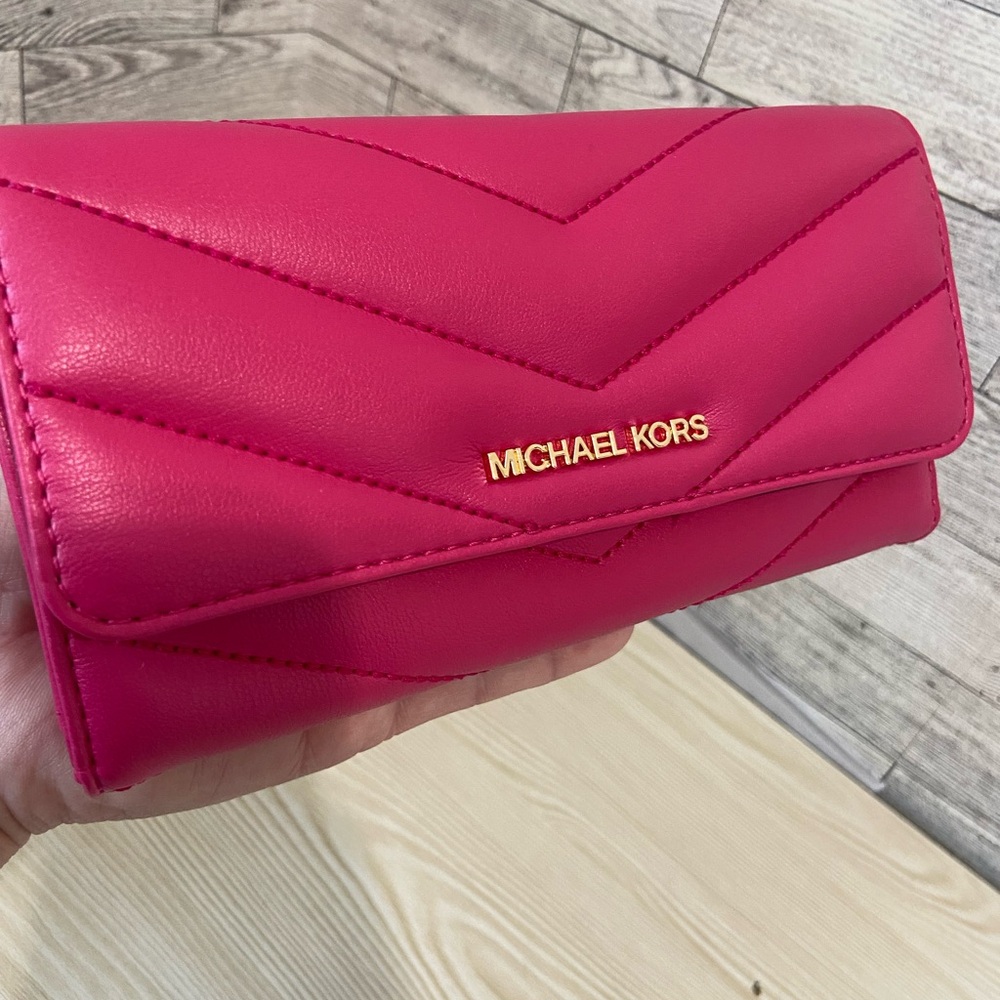 Michael Kors Electric Pink Trifold Wallet